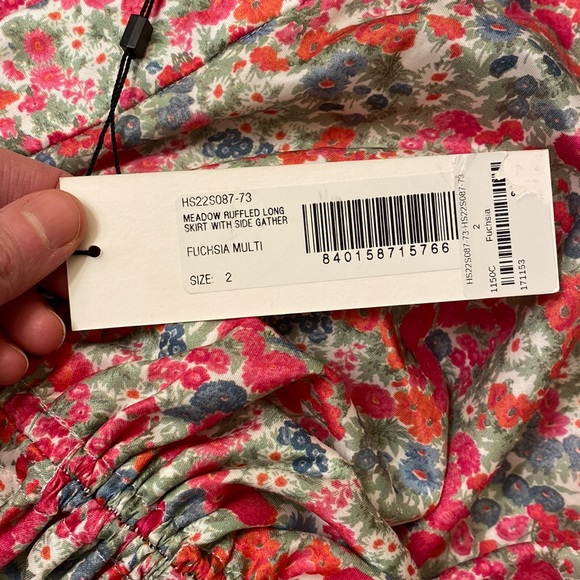 NWT Hellessy Meadon Floral maxi Skirt asymmetrical high low slit ruched - Picture 14 of 15